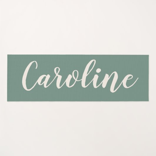 Sage Green Minimalist Calligraphy Personalized Yogamat (Voorkant (horizontaal))