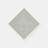 Sage Green Minimalist Cheers Simple Monogramed Servet (Hoek)