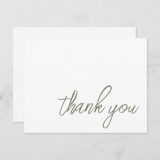 Sage Green Minimalist Dank u Bedankkaart (Voorkant / Achterkant)