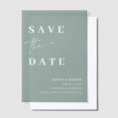 Sage Green Minimalist Elegant Save the Date Vellum Uitnodigingen (Offset)
