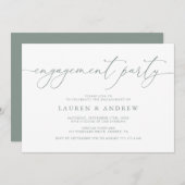 Sage Green Minimalist Engagement Party Invitation (Devant / Derrière)