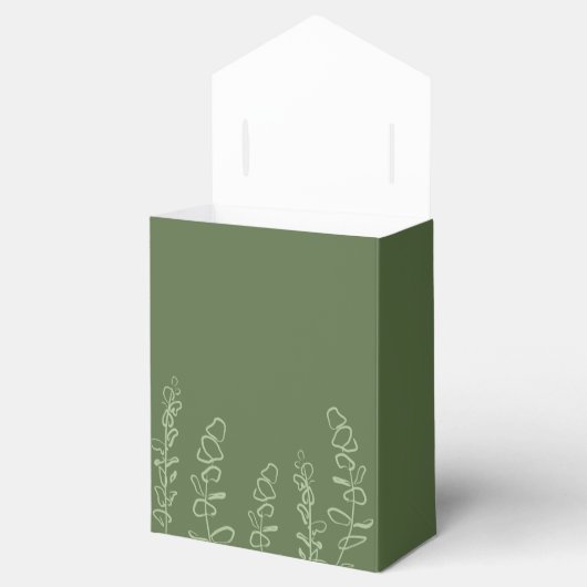 Sage Green minimalist eucalyptus Custom Bedankdoosjes (Geopend)