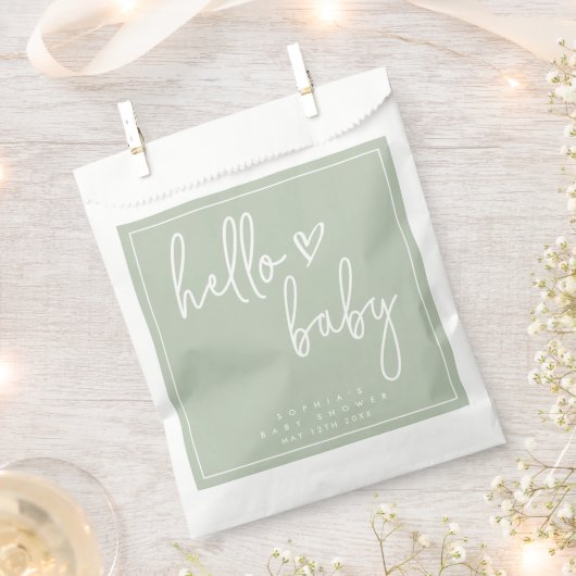 Sage Green Minimalist Modern Boho Baby shower Bedankzakje (Geknipt)