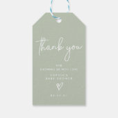 Sage Green Minimalist Modern Boho Baby shower Cadeaulabel (Achterkant)