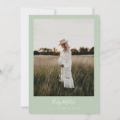 Sage Green Minimalist Modern Boho Baby shower Kaart (Achterkant)