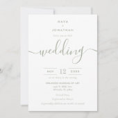 Sage Green Minimalist Modern Script Wedding Kaart (Voorkant)