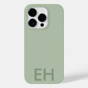 Sage Green Minimalist, monochromatische Initialen Case-Mate iPhone 14 Pro Hoesje