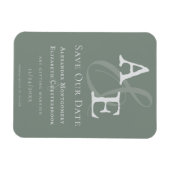 Sage Green Minimalist Monogram Bewaar de datum Magneet (Horizontaal)