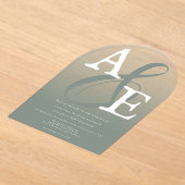 Sage Green Minimalist Monogram Weddenschap Acryl Uitnodigingen (Laagn)