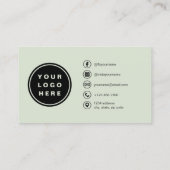 Sage Green Minimalist Photo with QR Code Visitekaartje (Achterkant)