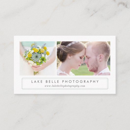 Sage Green Minimalist Two Photo Layout Modern Visitekaartje (Voorkant)