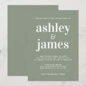 Sage Green Minimalist Wedding Invitation Kaart (Voorkant / Achterkant)