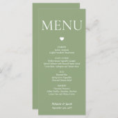 Sage Green Minimalist Wedding Menu Flat Kaart (Voorkant / Achterkant)