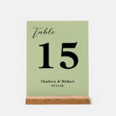 Sage Green Minimalist Wedding Table Number (Recto)
