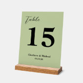 Sage Green Minimalist Wedding Table Number (Angle)
