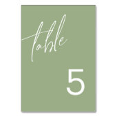 Sage Green Minimalist Wedding Table Number Kaart (Voorkant)