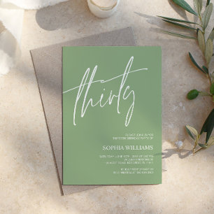 Sage Green Minimaliste 30e anniversaire Invitation