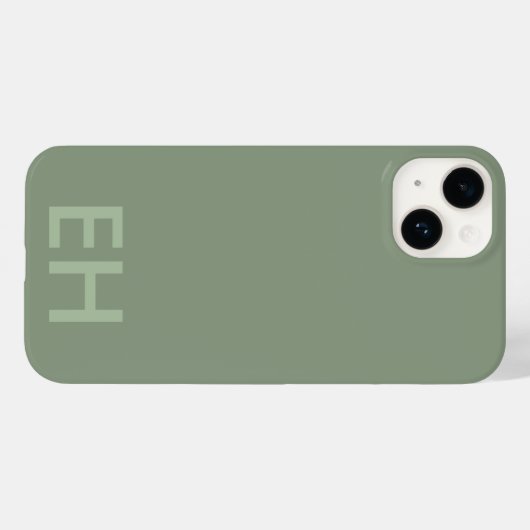 Sage Green Minimaliste, Coque Initiales Monochroma (Verso (horizontal))