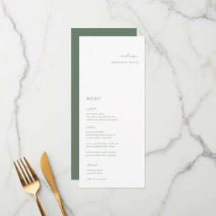 Sage Green Minimaliste Mariage Menu Place Card