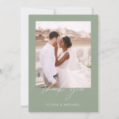Sage Green Minimaliste Mariage photo Merci (Devant)