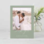 Sage Green Minimaliste Mariage photo Merci (Debout devant)