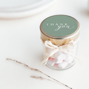 Sage Green Minimalistisch Script Dank u Stickers