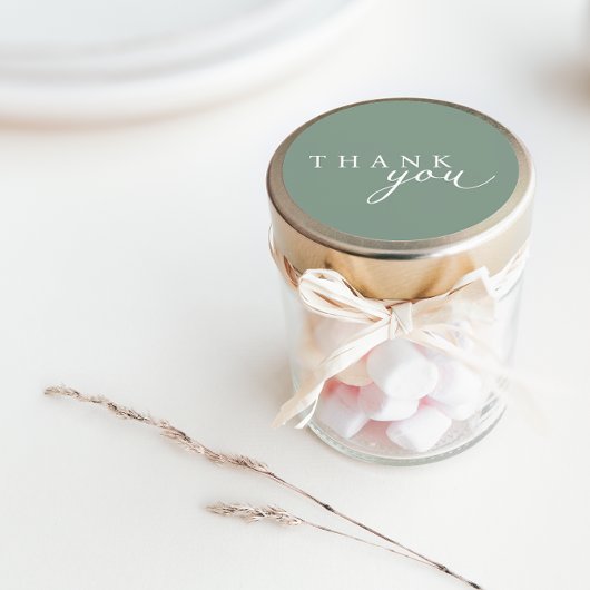 Sage Green Minimalistisch Script Dank u Stickers