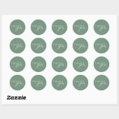 Sage Green Minimalistisch Script Dank u Stickers (Vel)