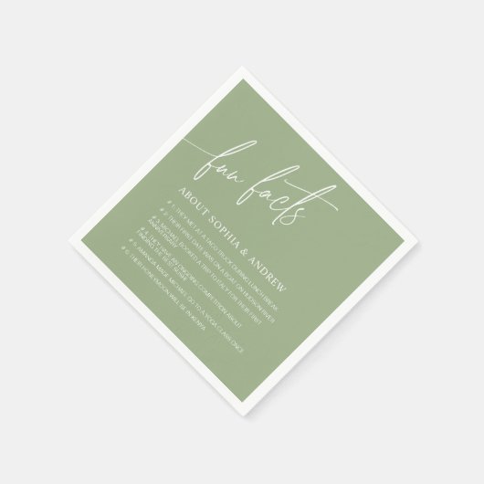 Sage Green Minimalistische Leuke Feiten Trouwserve Servet (Hoek)