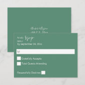 Sage Green MOD Calligraphie no Repas RSVP (Devant / Derrière)