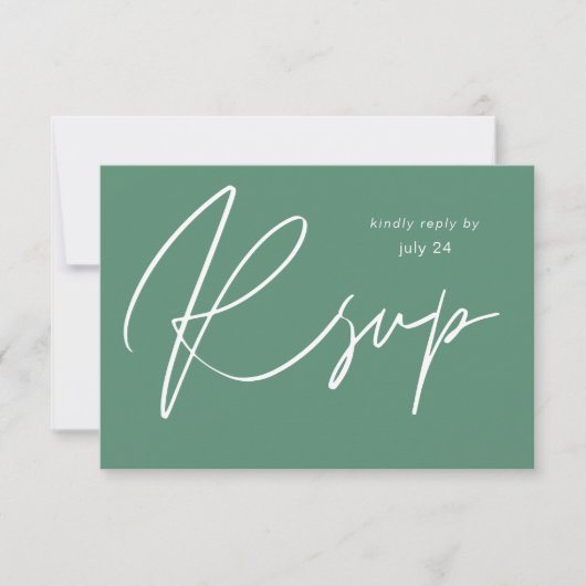 Sage Green MOD Calligraphie w Repas Carte RSVP (Devant)
