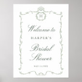 Sage Green Modern Classic French Bridal Shower Poster (Voorkant)