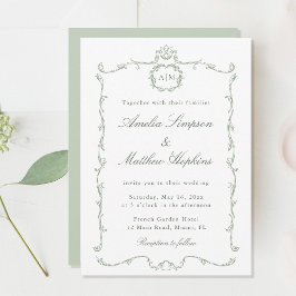 Sage Green Modern Classic French Frame Wedding  Kaart