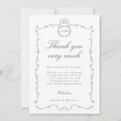 Sage Green Modern Classic French Wedding Photo Bedankkaart (Voorkant)