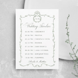 Sage Green Modern Classic French Wedding Timeline Programma