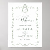 Sage Green Modern Classic French Wedding Welcome Poster (Voorkant)