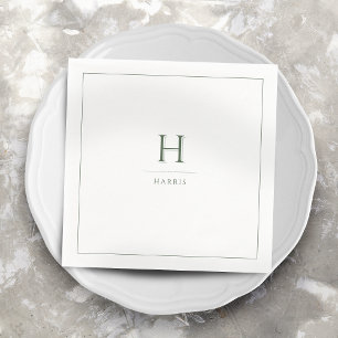 Sage Green Modern Classy Luxe Familie Monogram Servet