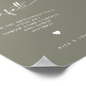 Sage Green Modern Confetti Stuur Off Wedding Sign Poster (Hoek)