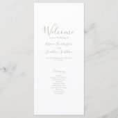 Sage Green Modern Elegant Trouwprogramma Kaart (Voorkant)