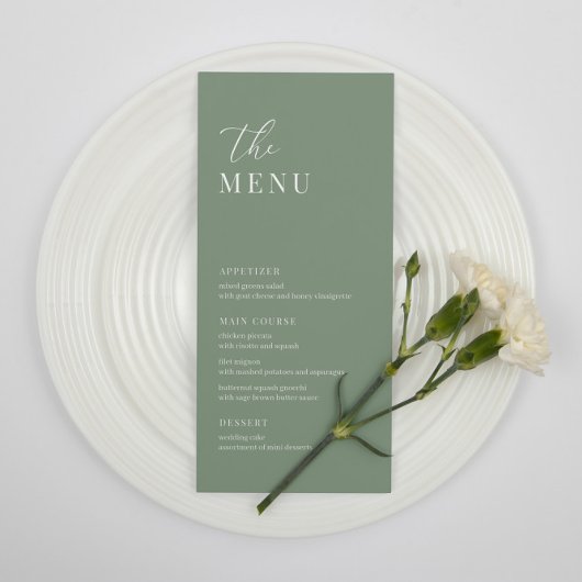 Sage Green Modern Elegant Wedding Receptie Menu
