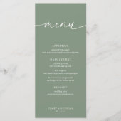 Sage Green Modern Elegant Wedding Receptie Menu (Voorkant)