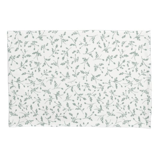 Sage Green Modern Farmhouse Daisy Buds Pattern Kussensloop (Voorkant)