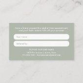 Sage Green Modern handgeschreven script Aanbevelingskaartje (Achterkant)