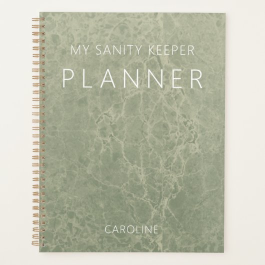 Sage Green Modern Marble Planner (Voorkant)