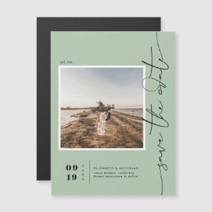 Sage Green Modern Minimal Save the Date Foto Magnetische Uitnodiging