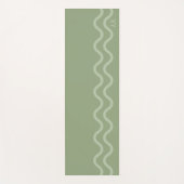 Sage Green Modern Minimal Wavy Lines And Initials Yogamat (Voorkant)
