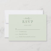 Sage Green Modern Minimalist Wedding RSVP Card (Devant)