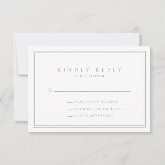 Sage Green Modern Minimalistische Wedding RSVP Kaa (Voorkant)
