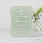 Sage Green Modern Monogram Weddenschap Kaart (Staand voorkant)