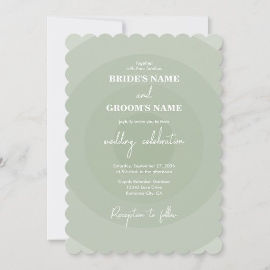 Sage Green Modern Monogram Weddenschap Kaart (Voorkant)